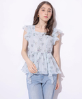 店舗限定》〈LAURA ASHLEYコラボ〉ペプラムラッフルブラウス | シャツ