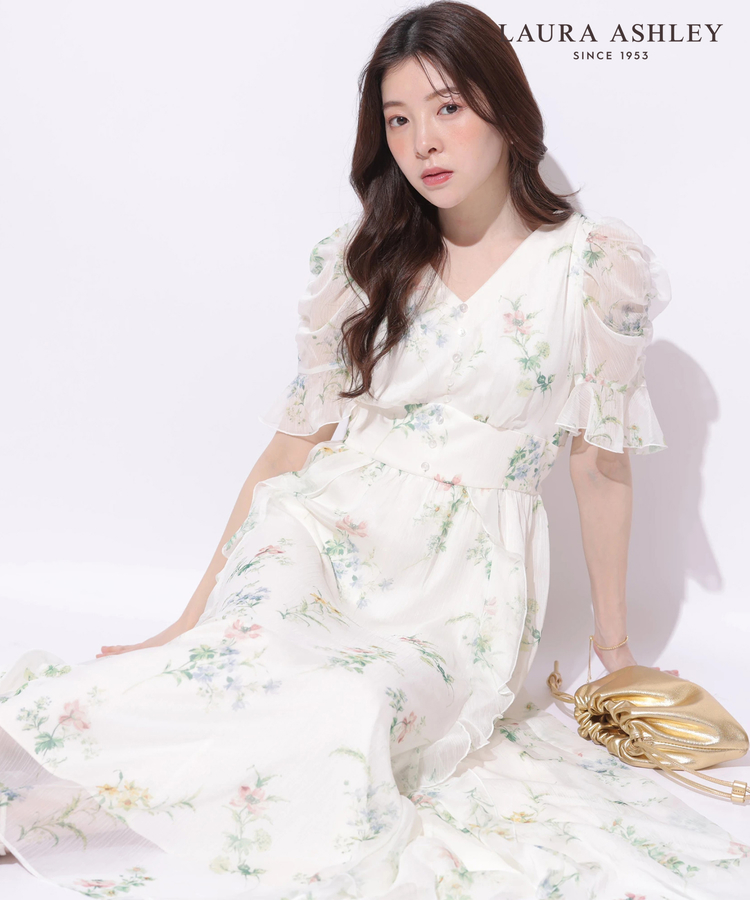 LAURA ASHLEYコラボ〉シアーラッフルワンピース | ワンピース