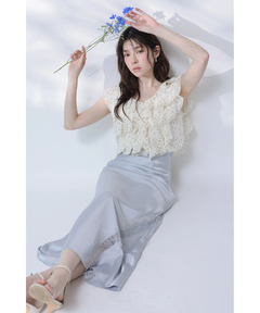 アルページュストーリー シアーレースタンク　白　Sサイズ 新品 新品 Arpege story アルページュストーリー 裾レースサテンタンク