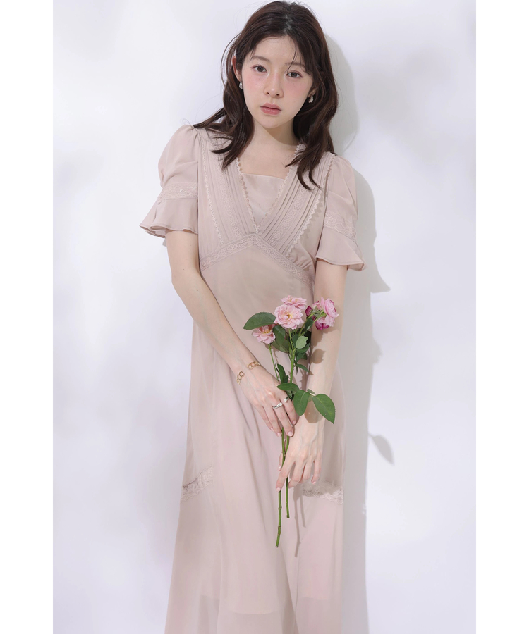 ピンタックレースシフォンワンピース | ワンピース | Rirandture（リ