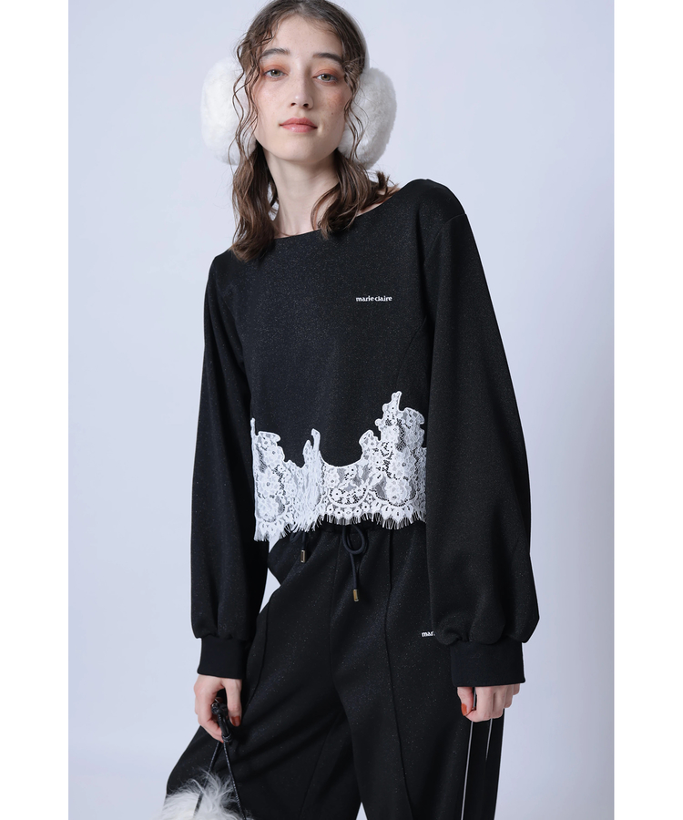marie claireコラボ〉レースヘムオフネックスウェット | Tシャツ