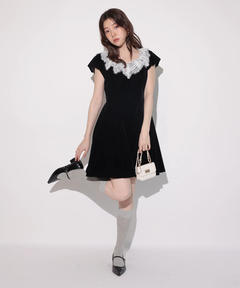 Rirandture(リランドチュール) |レースカラーベルベットミニワンピース