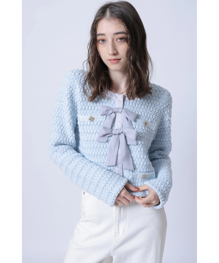 Rirandtureルミネ新宿店限定》〈MARIEBELLEコラボ〉Ribbon tweed Knit