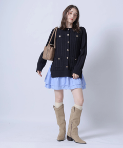 Rirandture(リランドチュール) |ケーブルカーディガンミニニットワンピース