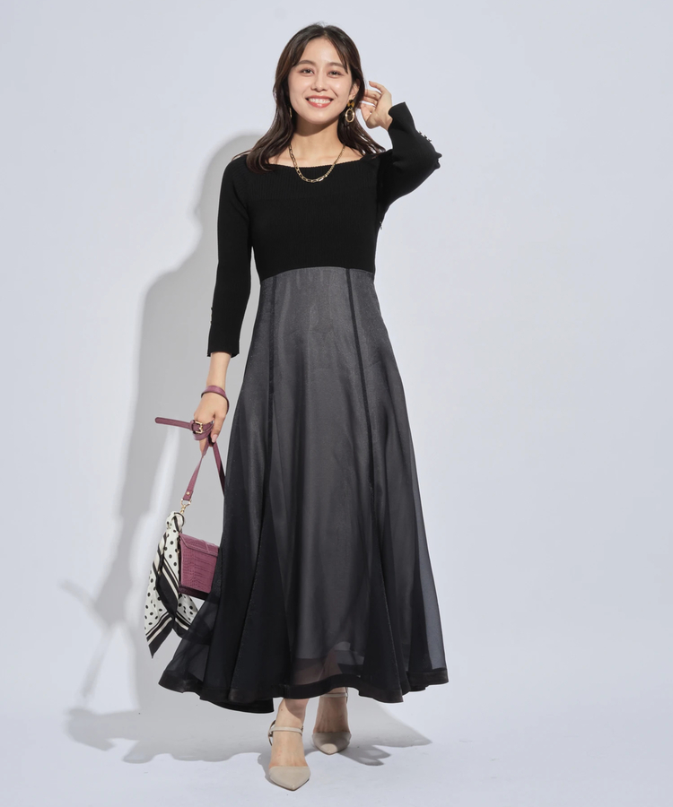 マイストラーダ Mystrada リブフレアワンピース ピンクベージュ Mサイズ