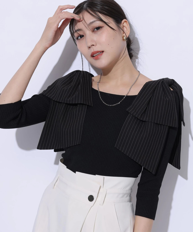 ショルダーリボンリブニット | ニット | Mystrada（マイ  