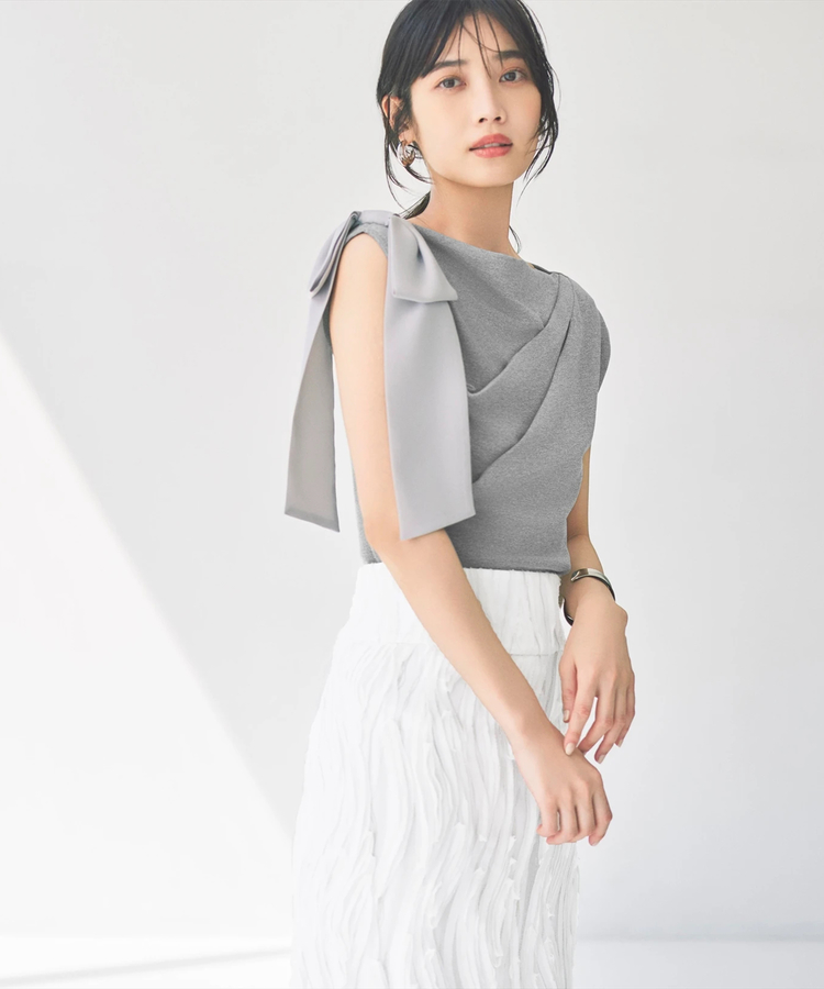 定番人気！ リボンワンショルドレープニット Mystrada（マイ | ニット | トップス