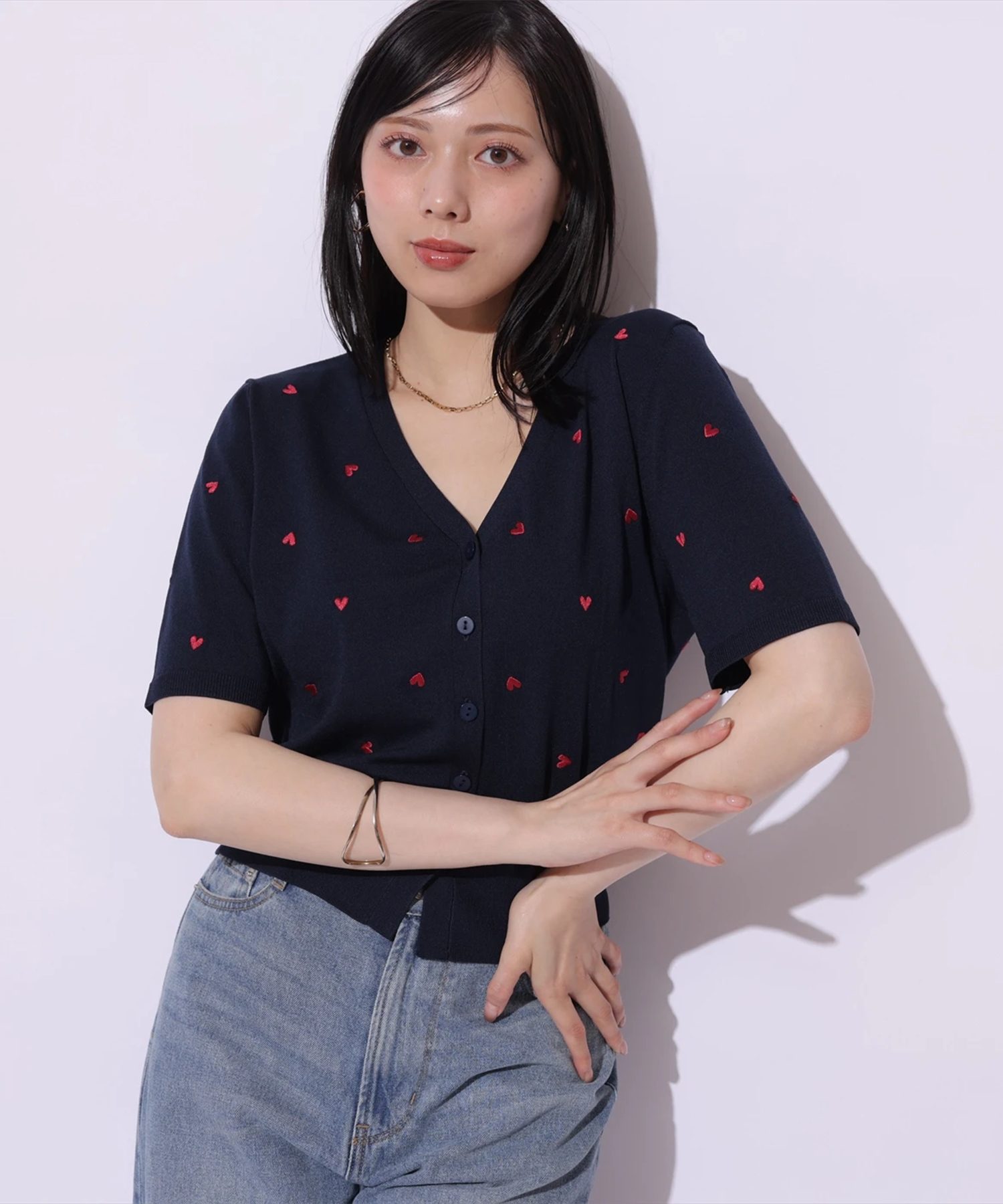 半袖ハート刺繍カーデ | カーデ | Mystrada(マイストラーダ 半袖ハート刺繍カーデ | カーデ | Mystrada(マイストラーダ