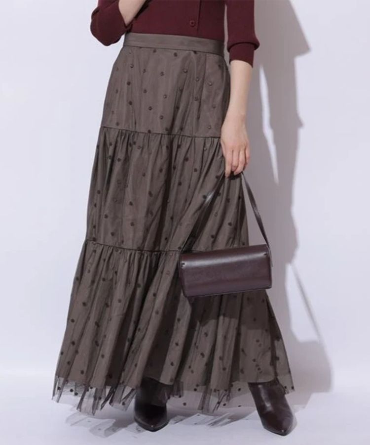アルページュストーリー チュールロングスカート テンセルコットン