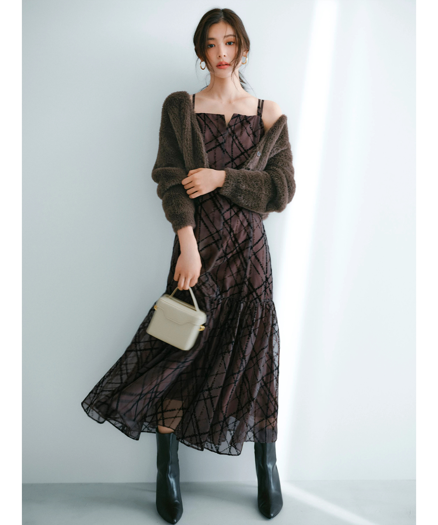 ツートンチェックフロッキーワンピース新品！アルページュストーリー 01_001.jpg