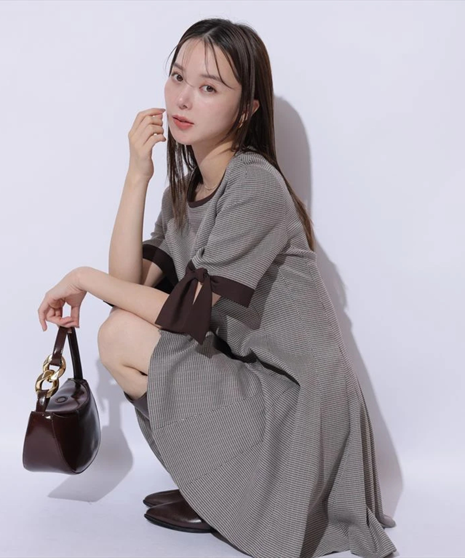 美品　マイストラーダ　プリーツマチワンピース　バックリボン　ロング　フレア Mystrada - 未使用♢Mystrada 2way サテンプリントワンピースの