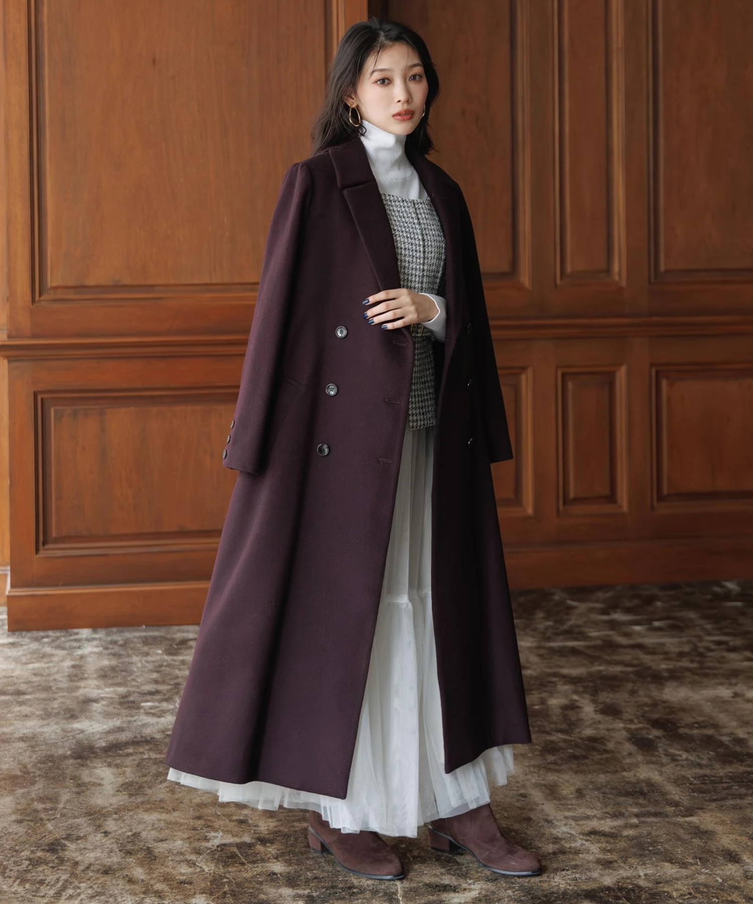 マイストラーダ バックボリュームコート ネイビー 38 ベルト付き マイストラーダ Mystrada バックボリュームコート （紺