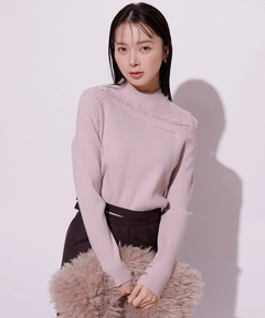 週末セール☆【今季新作】ジャスグリッティ レース衿フレンチニット ピンクベージュ ニット ピンク 商品一覧（レディース） │【公式通販】Arpege story