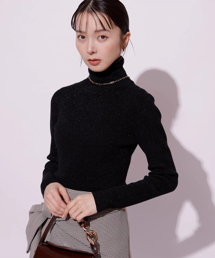 【新品未使用】ラメタートルトップ　ブラック ラメタートルニット | ニット | Mystrada（マイストラーダ） │【公式