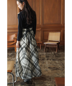 Mystrada(マイストラーダ) |チュールチェック刺繍スカート