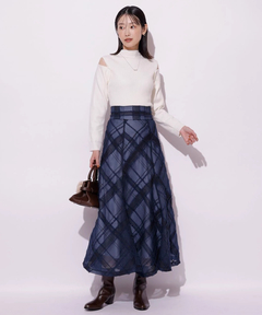 Mystrada(マイストラーダ) |チュールチェック刺繍スカート
