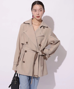 Mystrada(マイストラーダ) |レザー切り替えミドルトレンチ