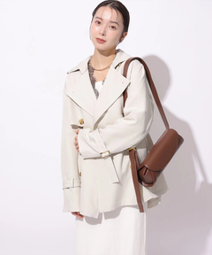 Mystrada(マイストラーダ) |レザー切り替えミドルトレンチ