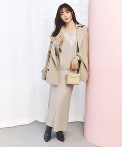 Mystrada(マイストラーダ) |レザー切り替えミドルトレンチ