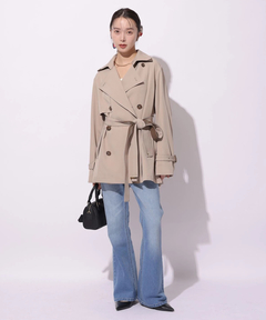 Mystrada(マイストラーダ) |レザー切り替えミドルトレンチ