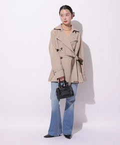 Mystrada(マイストラーダ) |レザー切り替えミドルトレンチ