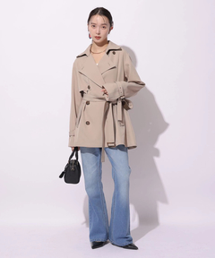 Mystrada(マイストラーダ) |レザー切り替えミドルトレンチ