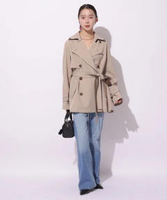 Mystrada(マイストラーダ) |レザー切り替えミドルトレンチ