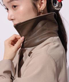 Mystrada(マイストラーダ) |レザー切り替えミドルトレンチ