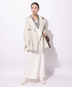 Mystrada(マイストラーダ) |レザー切り替えミドルトレンチ