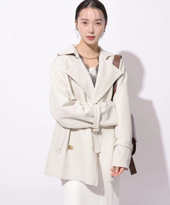 Mystrada(マイストラーダ) |レザー切り替えミドルトレンチ