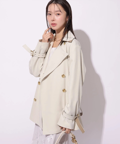 Mystrada(マイストラーダ) |レザー切り替えミドルトレンチ