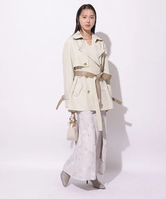 Mystrada(マイストラーダ) |レザー切り替えミドルトレンチ