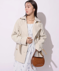 Mystrada(マイストラーダ) |レザー切り替えミドルトレンチ