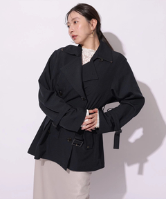 Mystrada(マイストラーダ) |レザー切り替えミドルトレンチ