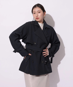 Mystrada(マイストラーダ) |レザー切り替えミドルトレンチ