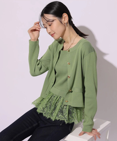 Mystrada(マイストラーダ) |ペプラムレースニットアンサンブル