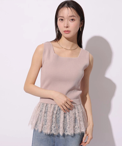 Mystrada(マイストラーダ) |ペプラムレースニットアンサンブル