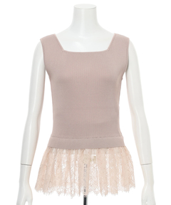 Mystrada(マイストラーダ) |ペプラムレースニットアンサンブル