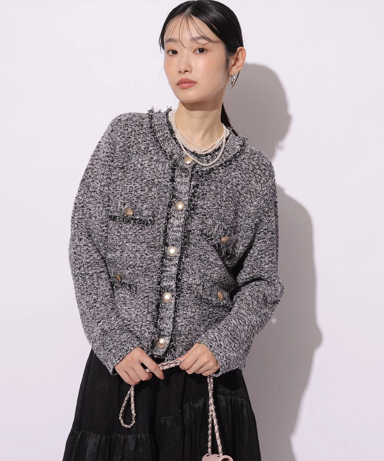 SORA Mystrada スパンコールニットジャケット Mystrada（マイストラーダ）の「スパンコールニットジャケット（ニット