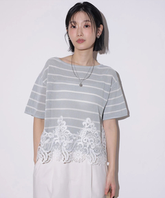 スタッフコーディネート】裾レース5分袖プルオーバー｜fuka｜Arpege