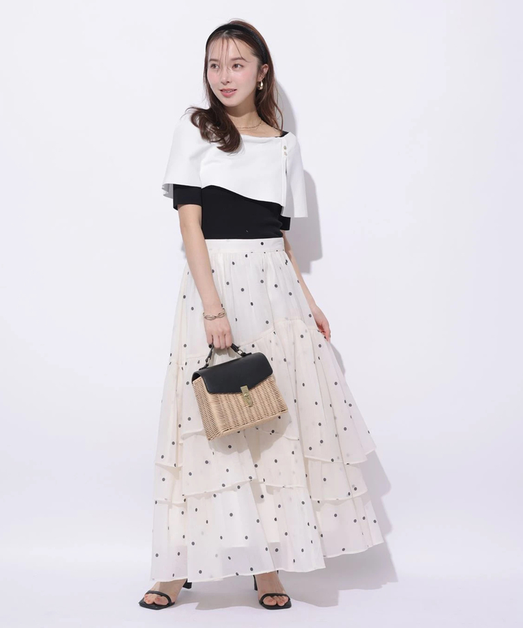 Mystrada シアーランダムスカート　サイズ34 新品紙タグ付き】Mystrada シアーランダムティアードスカート 白 34