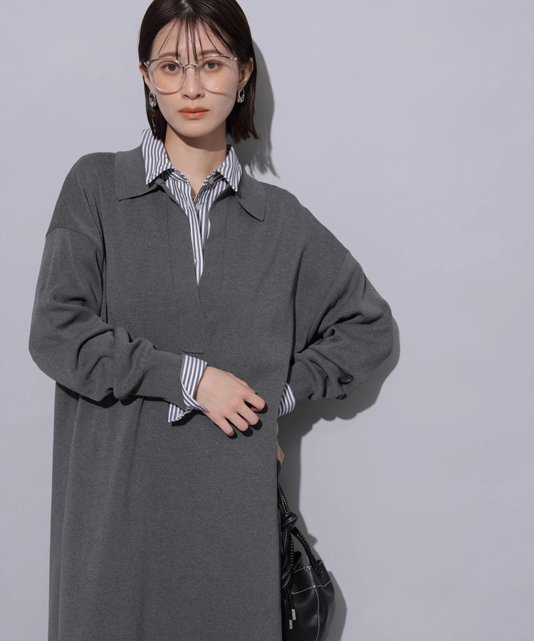 本日限定価格　新品タグ付き　Arpege story　スキッパーニットワンピース 新品 Arpege storyアルページュストーリー スキッパーニット