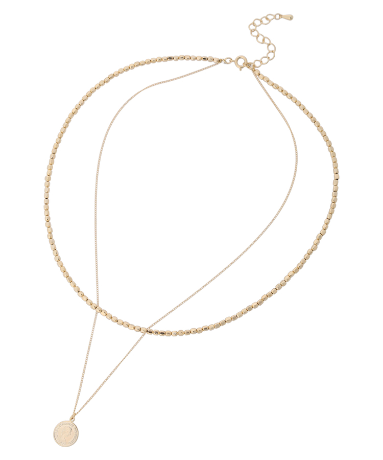 Arpege story(アルページュストーリー) |コイン&メタルビーズ二連ネックレス