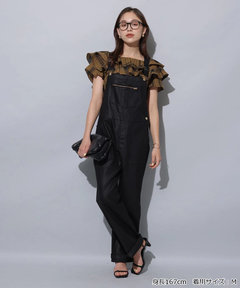 Arpege story(アルページュストーリー) |レザーライクデニムオーバーオール