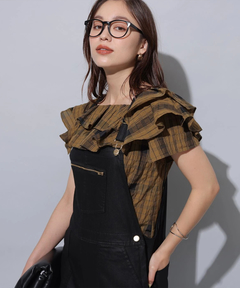 Arpege story(アルページュストーリー) |レザーライクデニムオーバーオール