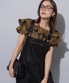 Arpege story(アルページュストーリー) |レザーライクデニムオーバーオール