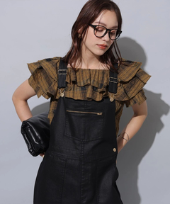 Arpege story(アルページュストーリー) |レザーライクデニムオーバーオール