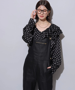 Arpege story(アルページュストーリー) |レザーライクデニムオーバーオール