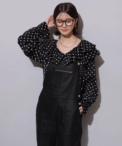 Arpege story(アルページュストーリー) |レザーライクデニムオーバーオール