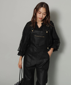 Arpege story(アルページュストーリー) |レザーライクデニムオーバーオール